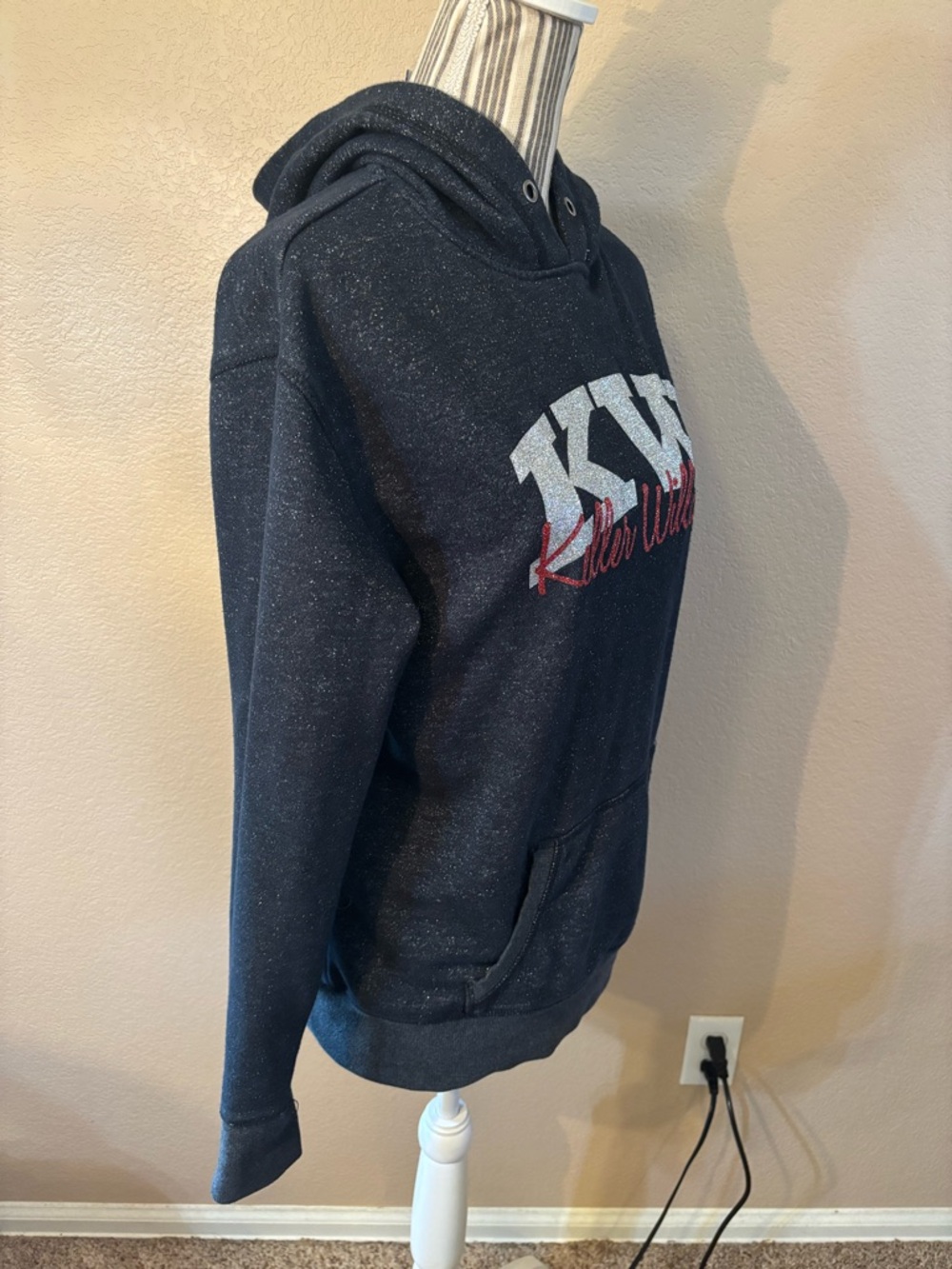 Keller Williams Hoodie Large Black Glitter Silver Red KW Logo by J. America - Picture 6 of 16